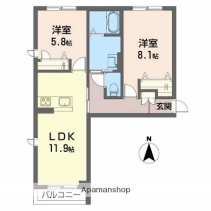 ルヴァンヴェール 205｜滋賀県東近江市外町(賃貸アパート2LDK・2階・60.81㎡)の写真 その2