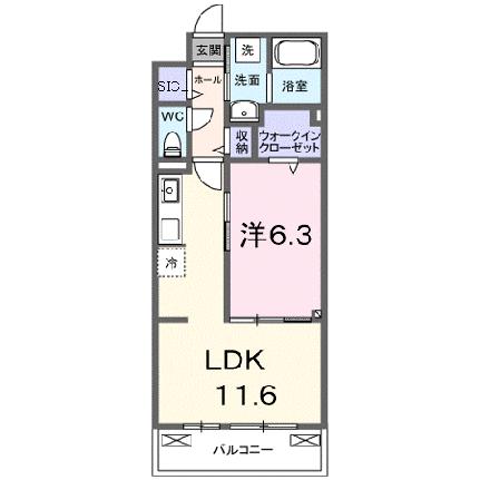 カレントかなぐら 304｜滋賀県栗東市小平井２丁目(賃貸アパート1LDK・3階・42.59㎡)の写真 その2