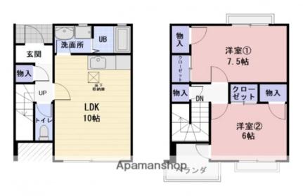 ティアラハイツ常福寺 A2｜滋賀県長浜市宮司町(賃貸テラスハウス2LDK・2階・64.80㎡)の写真 その2