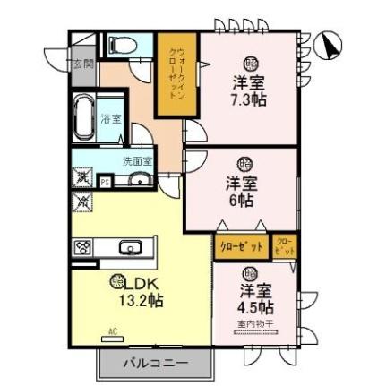 フロイデプラッツ 201 ｜ 滋賀県守山市古高町（賃貸アパート3LDK・2階・73.66㎡） その2