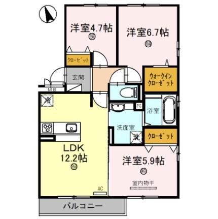 Ｖｅｒｌｉｃｅ（ヴェルリーチェ） 301｜滋賀県甲賀市水口町名坂(賃貸アパート3LDK・3階・67.53㎡)の写真 その2