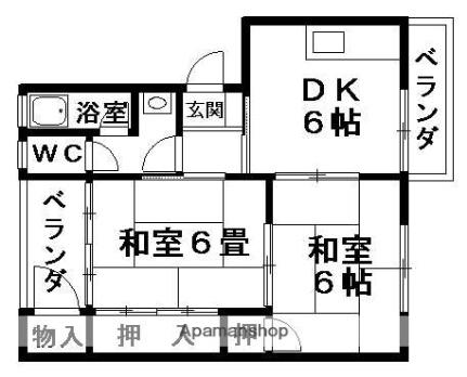 マンションかどわき 102｜滋賀県栗東市中沢３丁目(賃貸マンション2DK・1階・48.04㎡)の写真 その2