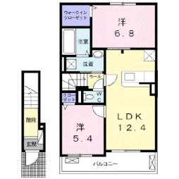 フィオーレI 2階2LDKの間取り