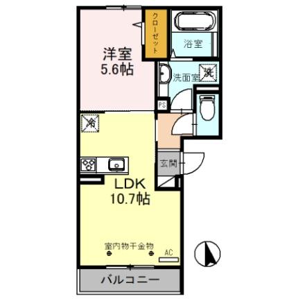 アージュI 201｜京都府木津川市木津宮ノ裏(賃貸アパート1LDK・2階・40.02㎡)の写真 その2