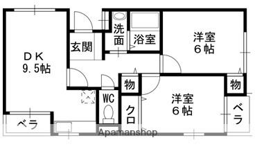 大阪府交野市森北１丁目(賃貸アパート2DK・1階・49.00㎡)の写真 その2