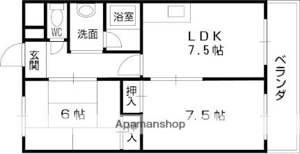 大阪府高槻市西冠３丁目(賃貸マンション2DK・1階・45.00㎡)の写真 その2