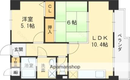 グレースコート山手町 4B｜大阪府東大阪市山手町(賃貸マンション2LDK・4階・50.00㎡)の写真 その2