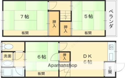 大阪府東大阪市稲田本町１丁目(賃貸一戸建3DK・2階・51.44㎡)の写真 その2