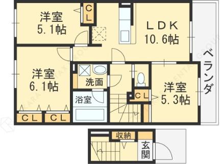 アット横小路 207｜大阪府東大阪市横小路町６丁目(賃貸アパート3LDK・2階・63.66㎡)の写真 その2