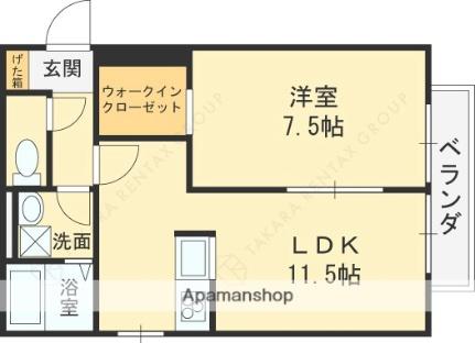 大阪府東大阪市東豊浦町(賃貸アパート1LDK・2階・44.71㎡)の写真 その2