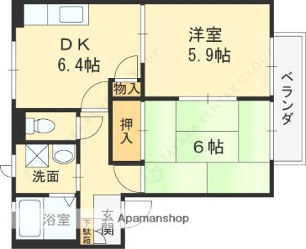 大阪府堺市中区深井清水町(賃貸アパート2DK・2階・43.63㎡)の写真 その2