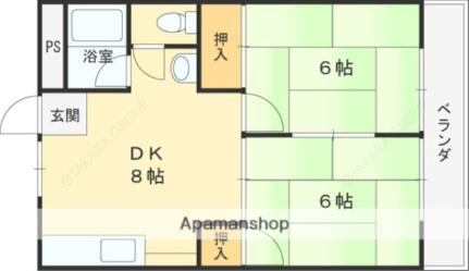 旭ガーデンハイツ 406｜大阪府東大阪市旭町(賃貸マンション2DK・4階・47.30㎡)の写真 その2