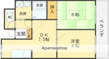 ボヌールII 201｜大阪府羽曳野市高鷲１０丁目(賃貸マンション2DK・2階・45.00㎡)の写真 その2