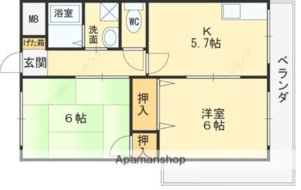 メゾンドシャトレ 201 ｜ 大阪府松原市上田１丁目（賃貸マンション2K・2階・40.00㎡） その2