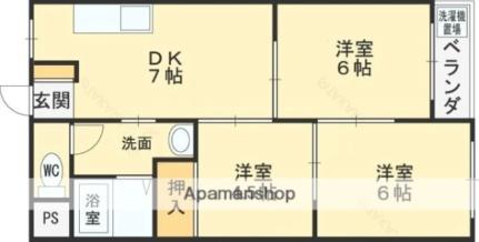 大阪府羽曳野市高鷲９丁目(賃貸マンション3DK・4階・48.30㎡)の写真 その2