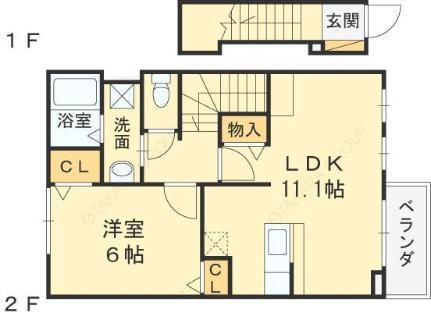 カーサ・セレステ 202｜大阪府堺市中区東山(賃貸アパート1LDK・2階・46.09㎡)の写真 その2