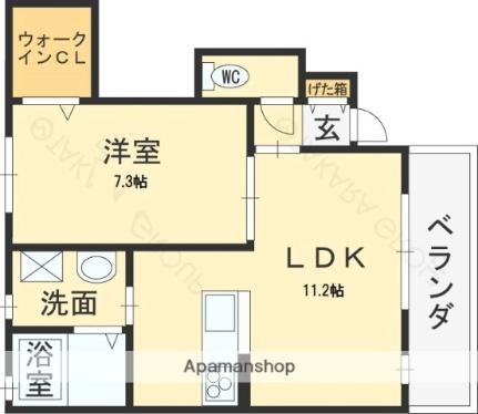 大阪府羽曳野市誉田１丁目(賃貸アパート1LDK・1階・44.14㎡)の写真 その2