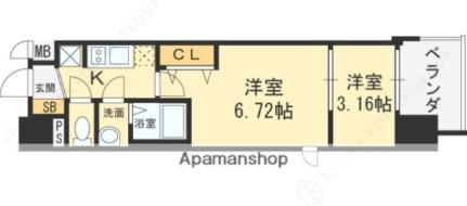 大阪府東大阪市横枕西(賃貸マンション2K・15階・27.61㎡)の写真 その2