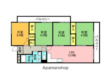 ハイツひとつまつ2番館 206｜大阪府枚方市桜丘町(賃貸マンション4LDK・2階・80.00㎡)の写真 その2