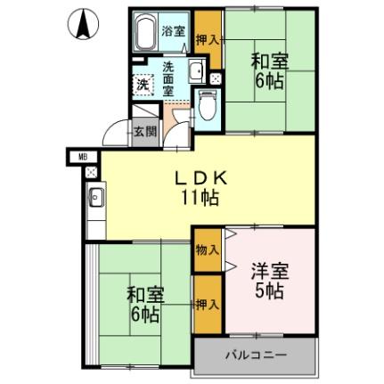 エミネンス西方 206｜大阪府枚方市長尾元町７丁目(賃貸アパート3LDK・2階・65.16㎡)の写真 その2