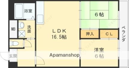 大阪府寝屋川市讃良西町(賃貸マンション2LDK・6階・70.00㎡)の写真 その2