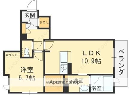 大阪府枚方市牧野阪１丁目(賃貸マンション1LDK・2階・47.23㎡)の写真 その2