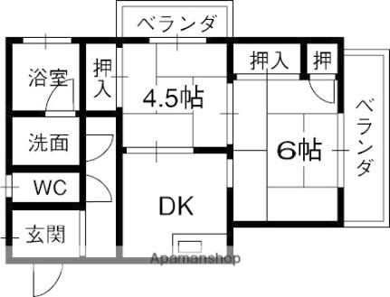 トナミマンション 303｜大阪府高槻市大畑町(賃貸マンション2K・3階・42.00㎡)の写真 その2