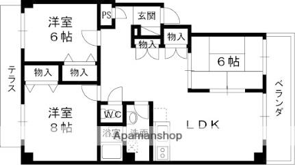 大阪府枚方市渚元町(賃貸マンション3LDK・1階・65.00㎡)の写真 その2