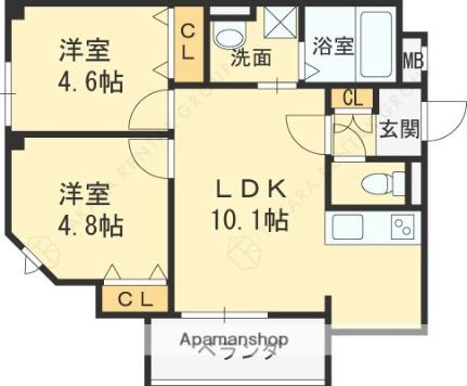 スリール明和I 104｜大阪府寝屋川市明和２丁目(賃貸アパート2LDK・1階・42.90㎡)の写真 その2