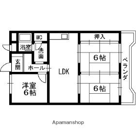 奥野マンション 402｜大阪府寝屋川市国松町(賃貸マンション3LDK・4階・60.48㎡)の写真 その2