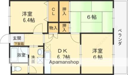 アルザス石切 301｜大阪府東大阪市東石切町３丁目(賃貸マンション3DK・3階・58.59㎡)の写真 その2