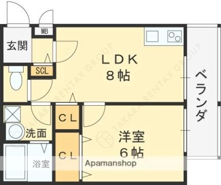 大阪府東大阪市東石切町３丁目(賃貸アパート1LDK・1階・34.41㎡)の写真 その2