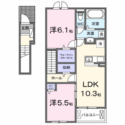 スペチアーレ　ドゥーエ 202｜大阪府羽曳野市古市２丁目(賃貸アパート2LDK・2階・56.12㎡)の写真 その2