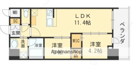 セレニテフラン梅田 1404｜大阪府大阪市北区西天満６丁目(賃貸マンション2LDK・14階・43.94㎡)の写真 その2