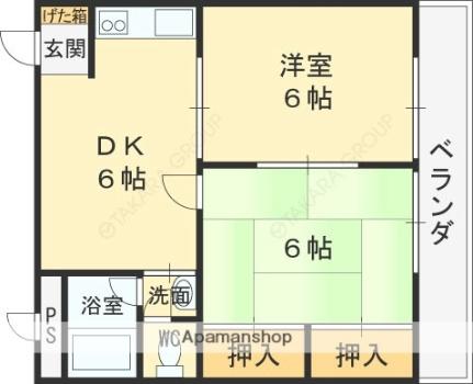 第2千寿ハイツ 306｜大阪府東大阪市西堤本通東３丁目(賃貸マンション2DK・3階・40.00㎡)の写真 その2