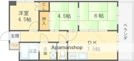 大阪府東大阪市横小路町４丁目(賃貸マンション3DK・7階・55.00㎡)の写真 その2