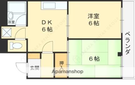 大阪府東大阪市小阪本町１丁目(賃貸マンション2DK・2階・43.00㎡)の写真 その2