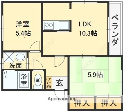 メゾンドヴェール（ＡーＤ棟） D101｜大阪府松原市新堂２丁目(賃貸アパート2LDK・1階・49.50㎡)の写真 その2