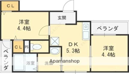 大阪府羽曳野市南恵我之荘７丁目(賃貸アパート2K・1階・34.82㎡)の写真 その2