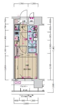 ララプレイス玉造パルク 0703｜大阪府大阪市東成区東小橋１丁目(賃貸マンション1K・7階・21.46㎡)の写真 その2