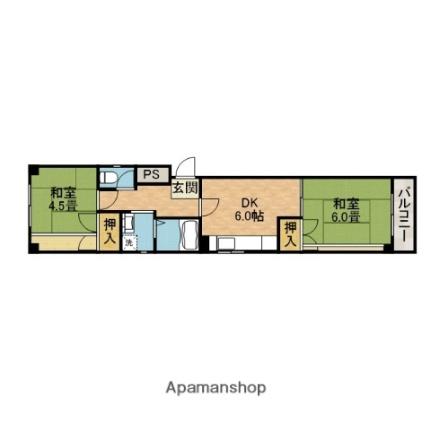 伸栄ハイツ ｜大阪府茨木市郡３丁目(賃貸マンション2DK・4階・43.66㎡)の写真 その2