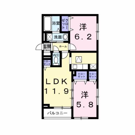 ツイテールII 201｜大阪府茨木市西豊川町(賃貸アパート2LDK・2階・54.31㎡)の写真 その2