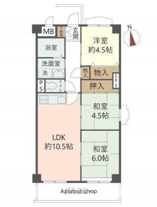 大阪府豊中市上野西１丁目（賃貸マンション3LDK・2階・61.56㎡） その2