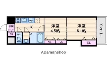 セントラル南船場 1201｜大阪府大阪市中央区博労町１丁目(賃貸マンション2K・12階・33.75㎡)の写真 その2