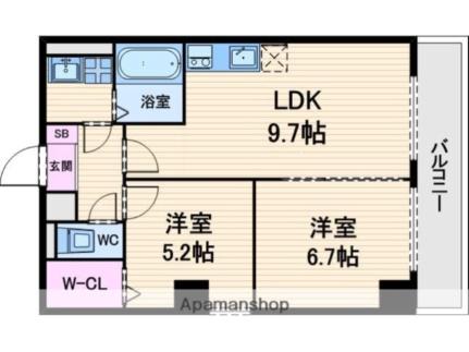 ＵｒｅｓｉｄｅｎｃｅＵＥＳＨＩＯ 401｜大阪府大阪市中央区上汐２丁目(賃貸マンション2DK・4階・47.31㎡)の写真 その2