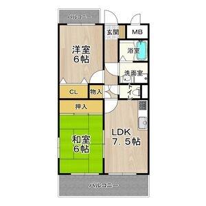 アルカディア箕輪 406｜大阪府豊中市箕輪１丁目(賃貸マンション2LDK・4階・50.60㎡)の写真 その2