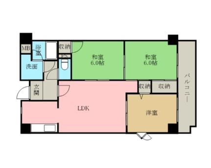 シャトークレール 305 ｜ 大阪府岸和田市上松町（賃貸マンション3LDK・3階・65.61㎡） その2