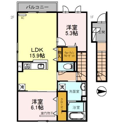 クラーラ　ハウス 203｜兵庫県伊丹市西野１丁目(賃貸アパート2LDK・2階・70.30㎡)の写真 その2