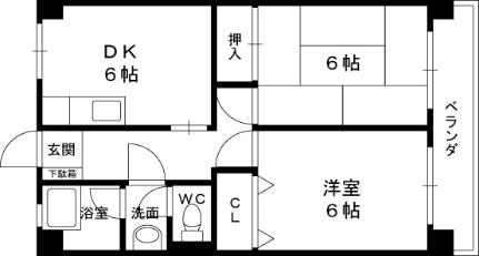 第二睦荘 303｜兵庫県尼崎市武庫之荘６丁目(賃貸マンション2DK・3階・45.00㎡)の写真 その2