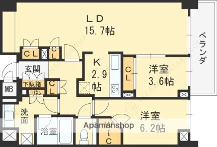 フォルム芦屋大原町 105｜兵庫県芦屋市大原町(賃貸マンション2LDK・1階・68.26㎡)の写真 その2